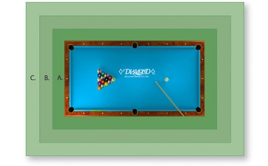 pool table dimensions for space area room