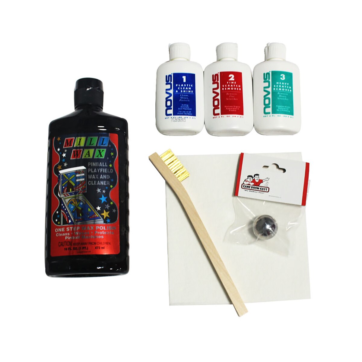 Deluxe Pinball Machine Mill Wax & Novus Cleaning Kit Deluxe Pinball Machine Mill Wax & Novus Cleaning Kit