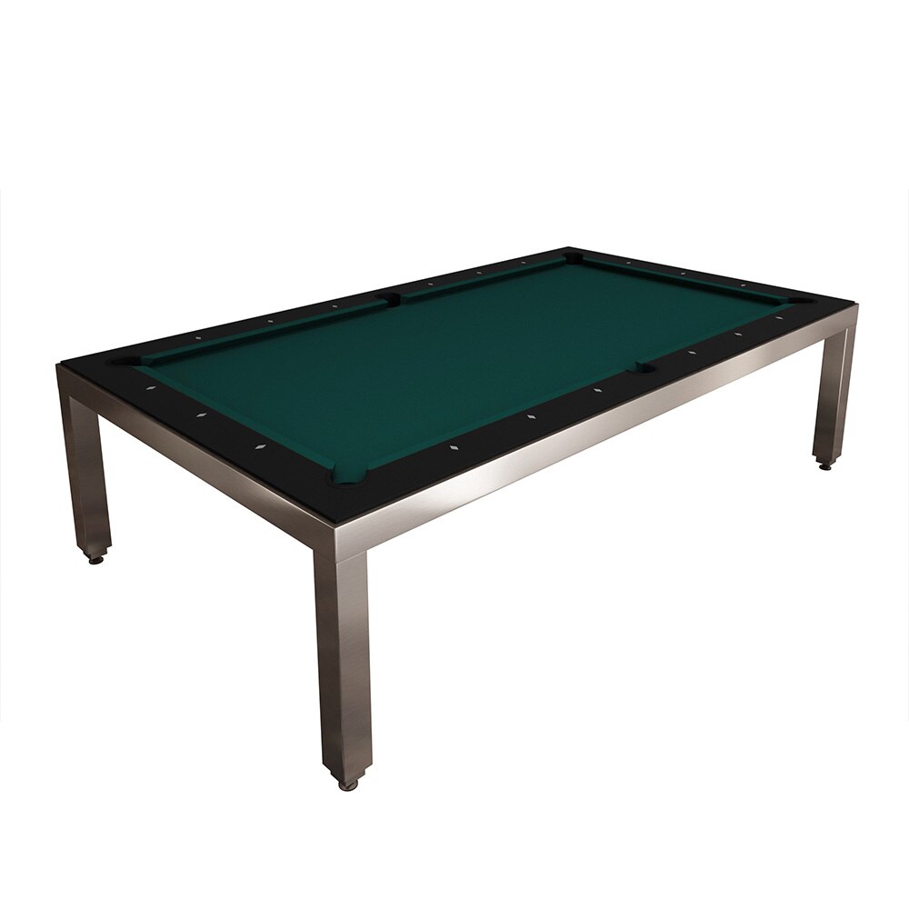 Stainless Steel Fusion Pool Table Black & Benches Game Room Guys