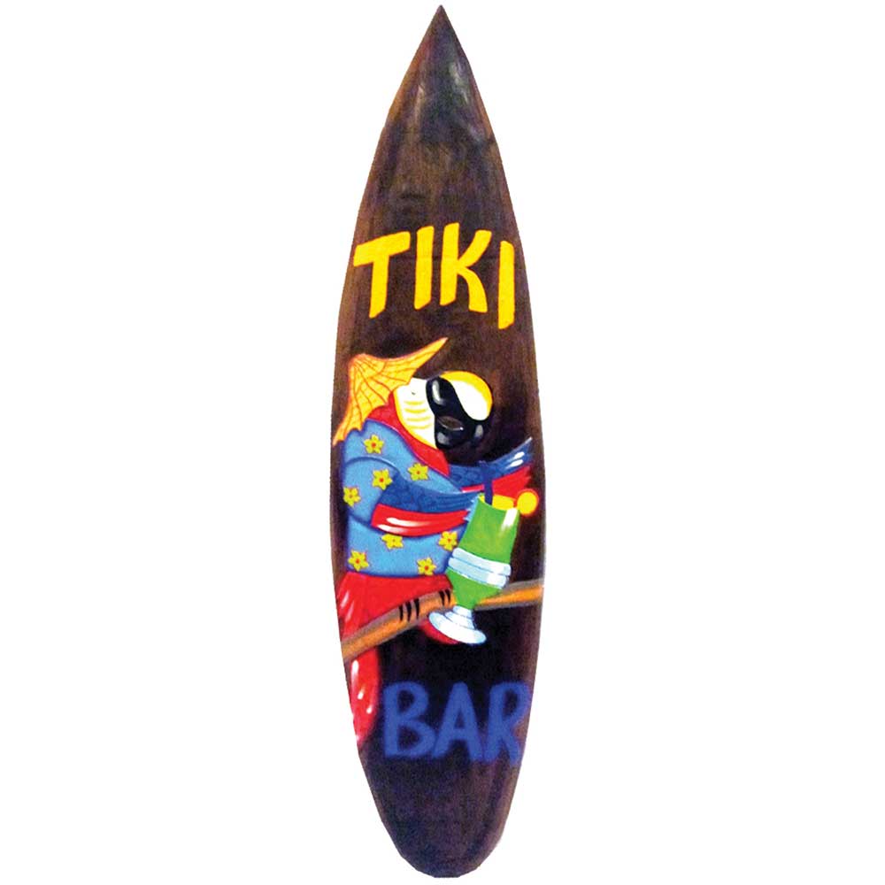 Tiki Bar Surfboard Outdoor Wall Decor - Black | Game Room Guys