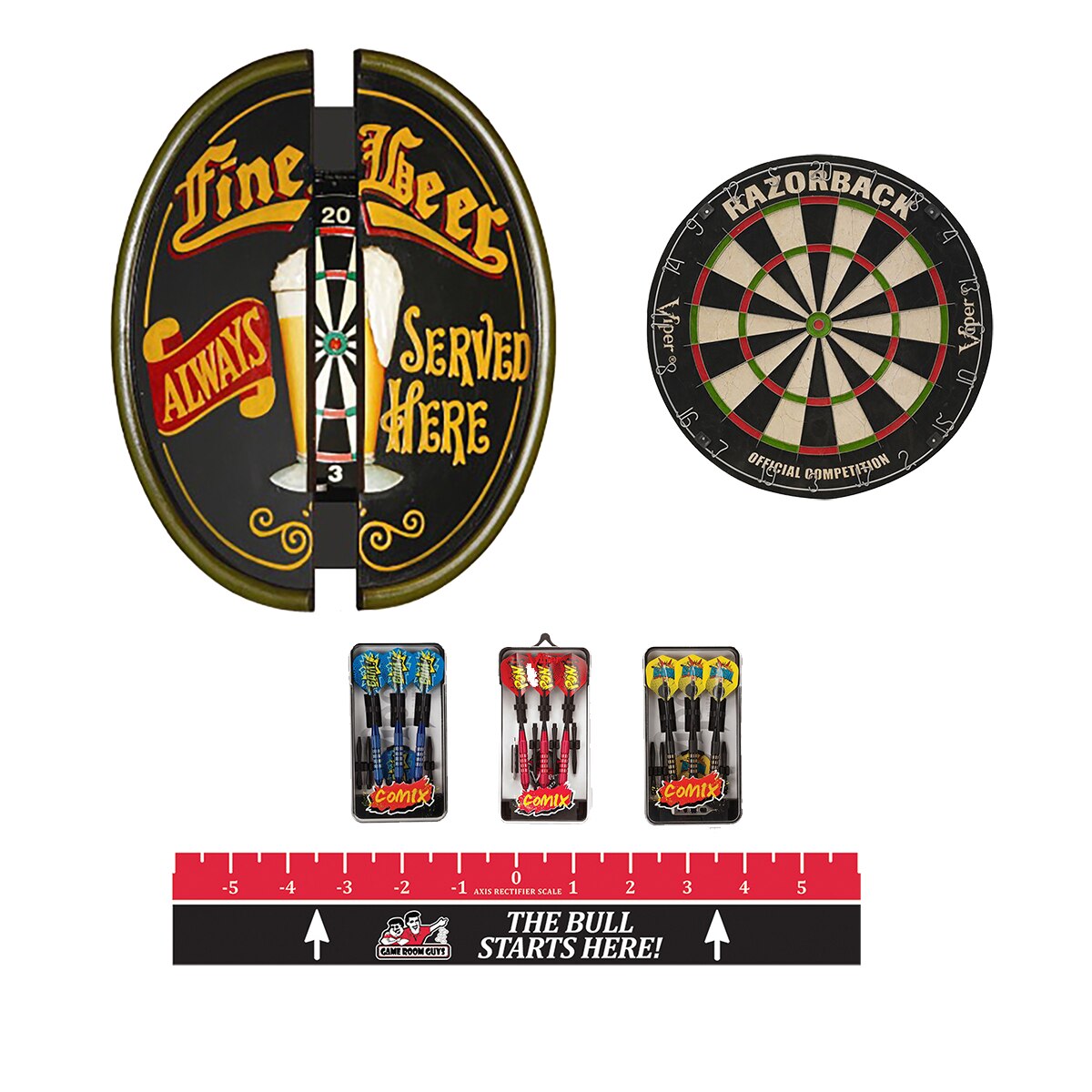 Fine Beer Steel Tip Dart Board Package Game Room Guys
