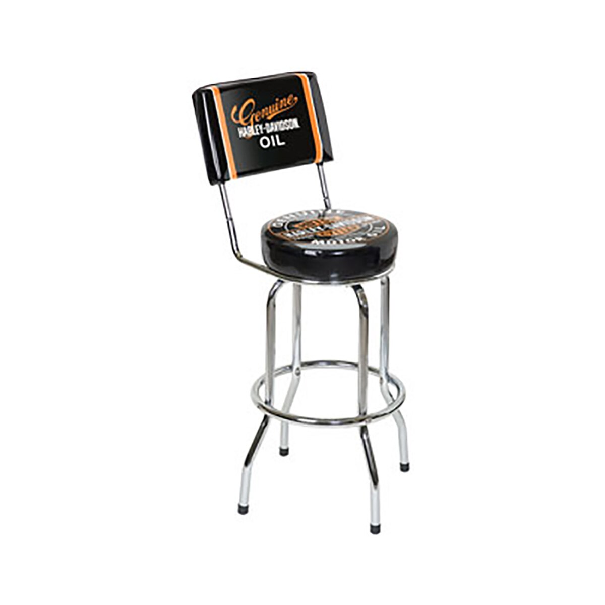 Harley Oil Can Table and Backrest Bar Stools | Game Room Guys