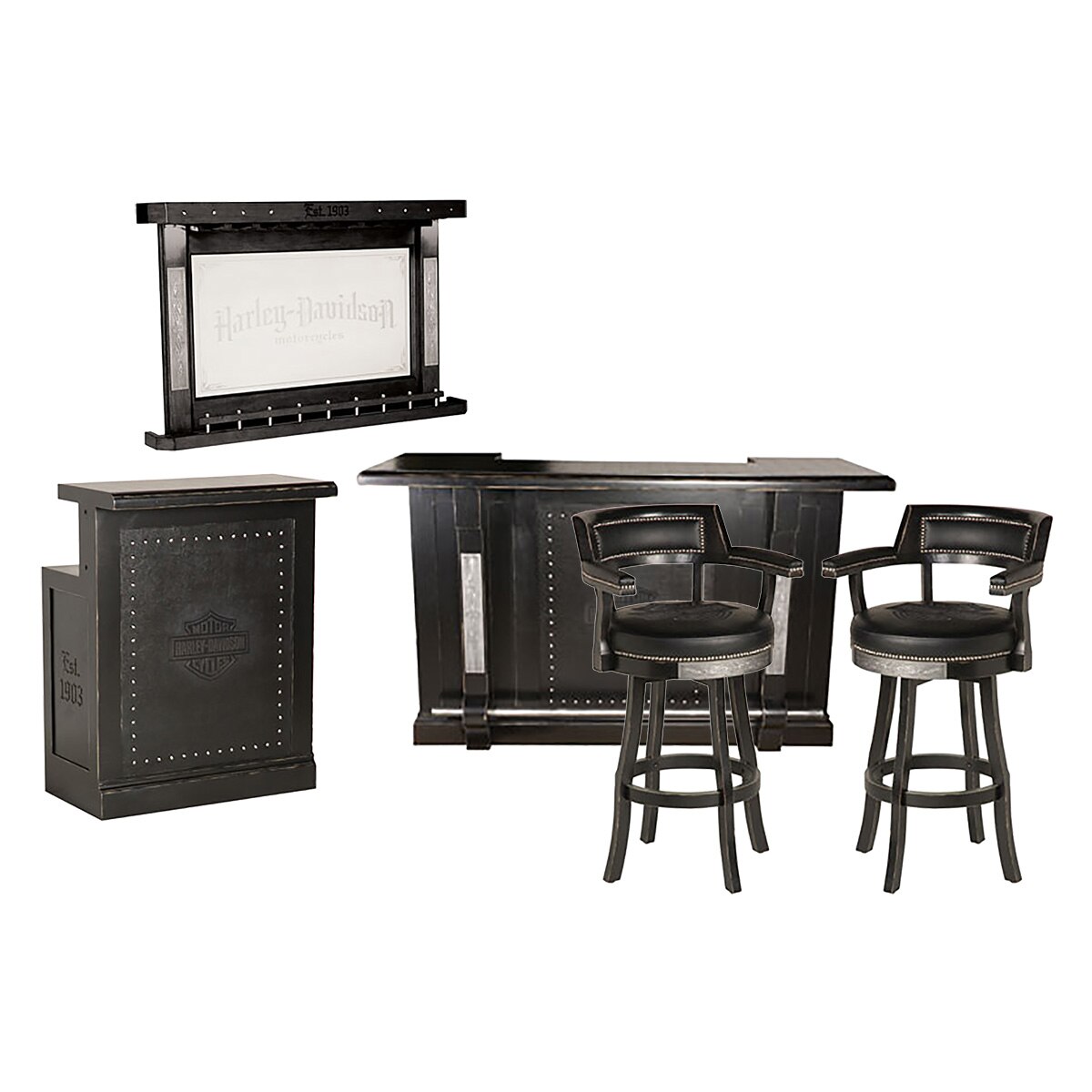 HarleyDavidson Bar, Back, Return & Stools Game Room Guys