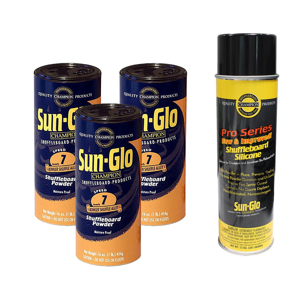 3 Cans 7 SunGlo & 1 Can Silicone Spray Game Room Guys