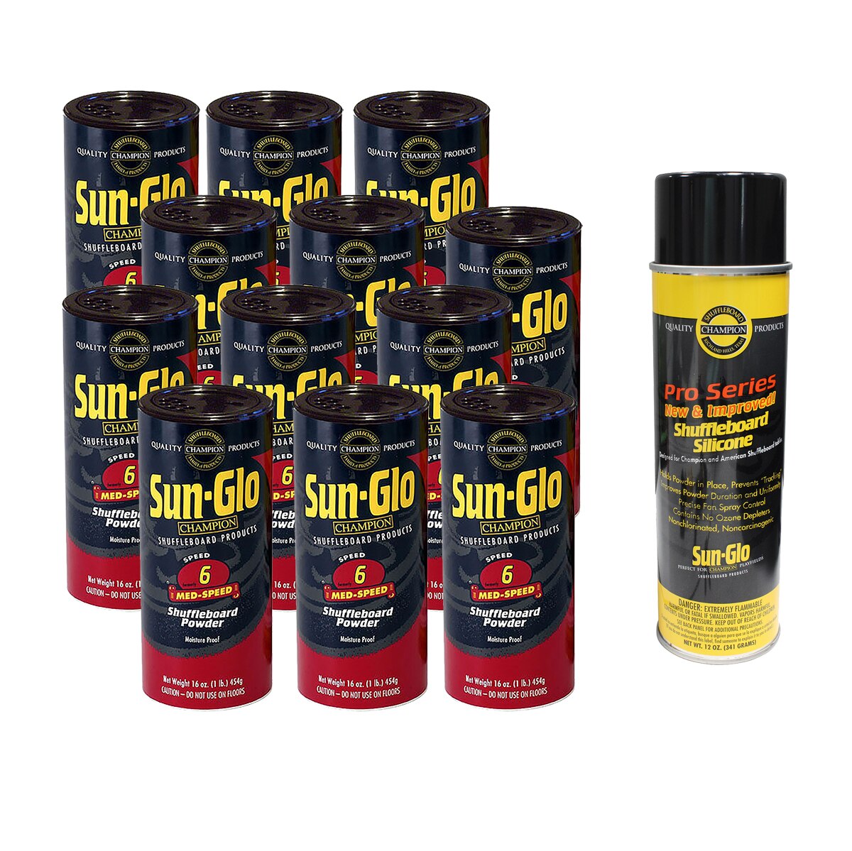 Sun-Glo Shuffleboard Table Wax - 2 Cans #3 Brown Bear Powder & 1 Can Silicone Spray