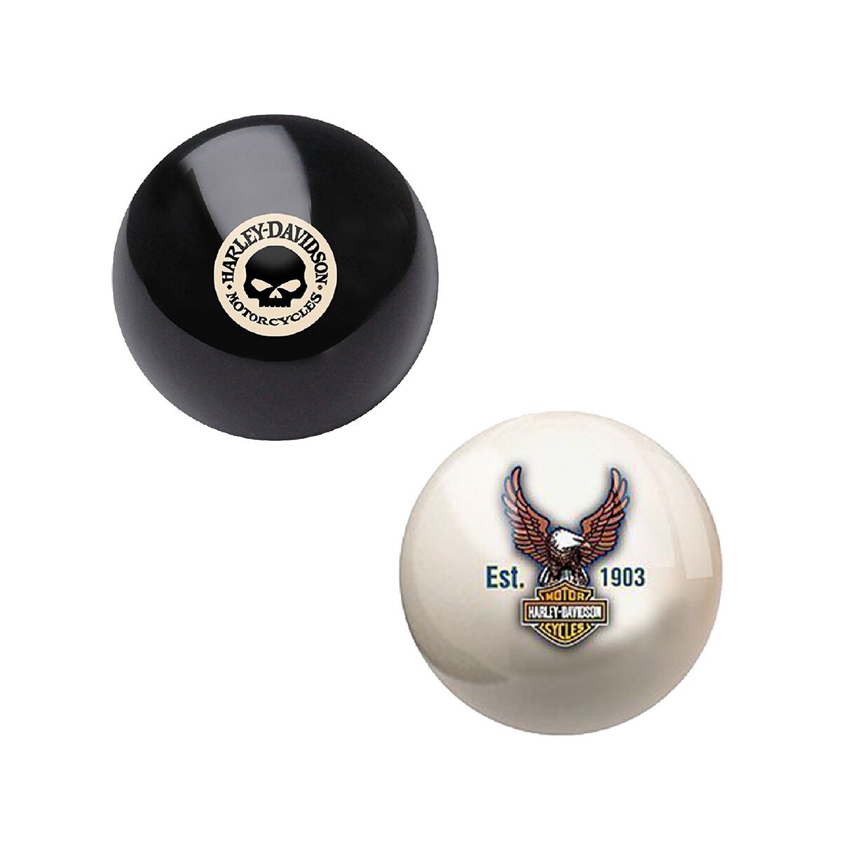 Harley Davidson Cue Ball and 8 Ball Pkg of 2 Game Room Guys