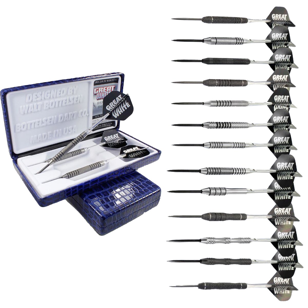 Bottelsen Great White Steel Tip Darts Set of 3 Game Room Guys