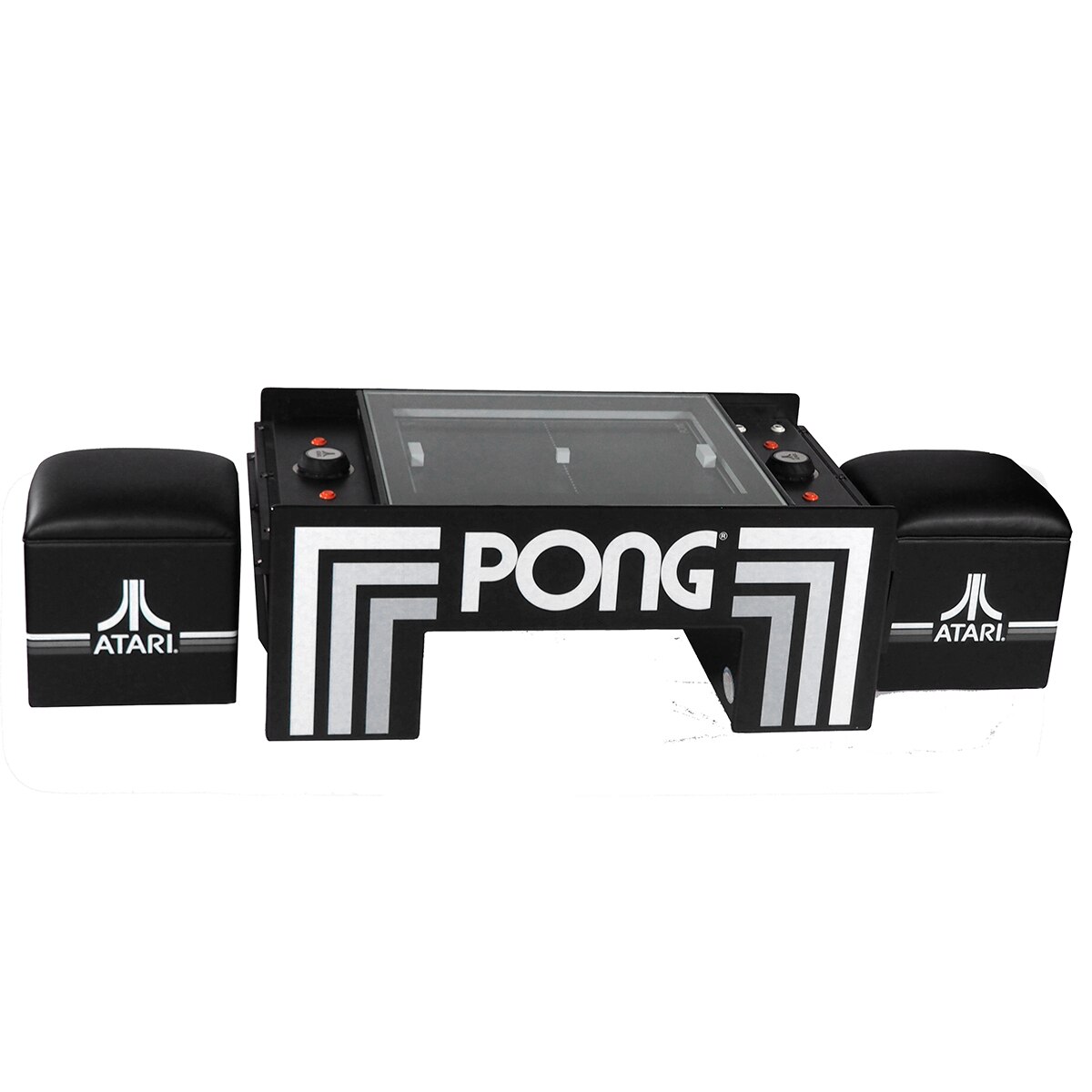 Atari Pong Coffee Table with 2 Pong Ottomans Game Room Guys