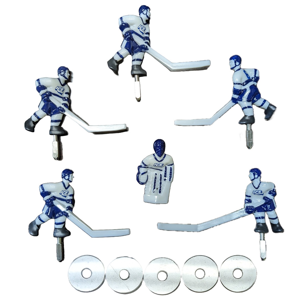Super Chexx Blue and White Replacement Player Set 6 Men Game Room Guys